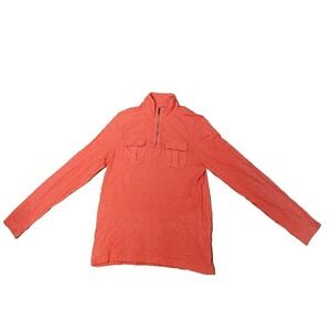 Medium Calvin Klein Men's Long Sleeve 1/4 Zip Orange 100% Cotton